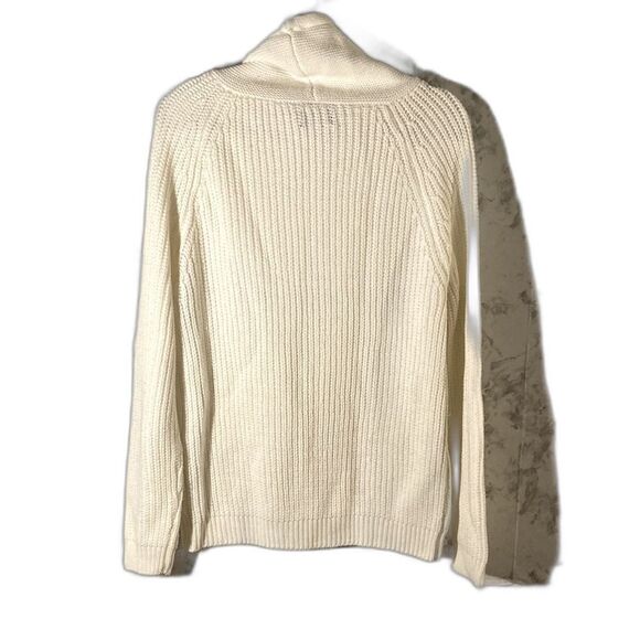 36-3 BERSHKA white drawstring cowl neck knit pullover sweater M - Picture 6 of 8